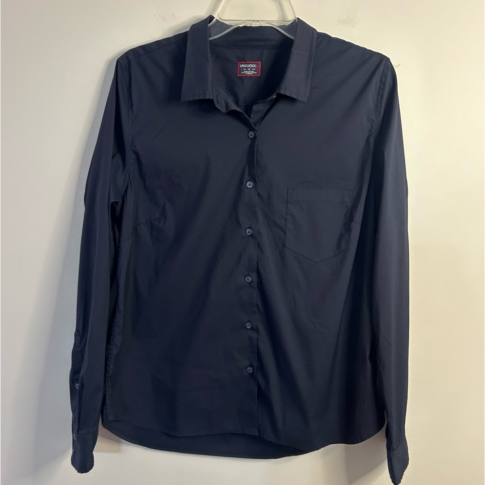NWOT Untuckit Long Sleeve Button Up Shirt Navy Medium